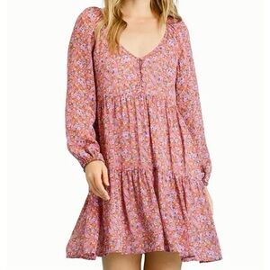 SANCTUARY Ditsy Floral Tiered Peasant Dress Medium Pink Boho Fairy Whimsical